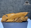 Tượng Cá Kim Long Gỗ Ngọc Am Cao 25 Ngang 72 Sâu 14 (cm)