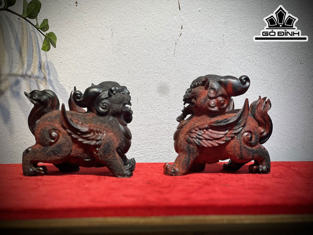 Cặp Tỳ Hưu Gỗ Trắc Cao 15 Ngang 17 Sâu 10 (cm)