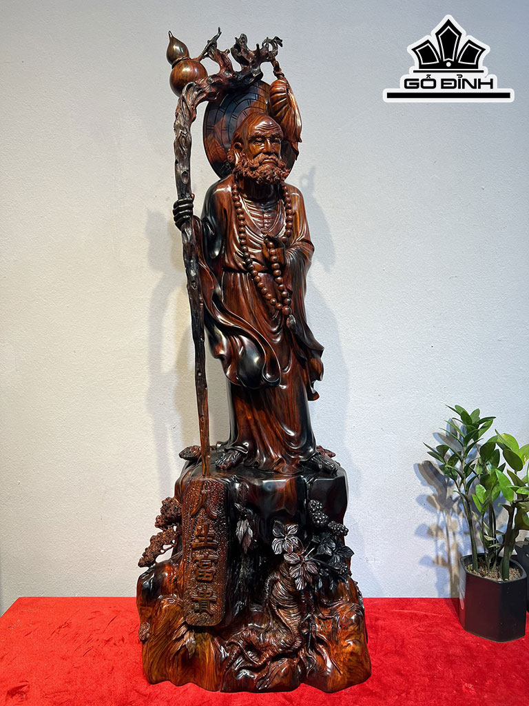 Tượng Đạt Ma Sư Tổ Gỗ Trắc Cao 100 Ngang 38 Sâu 30 (cm)