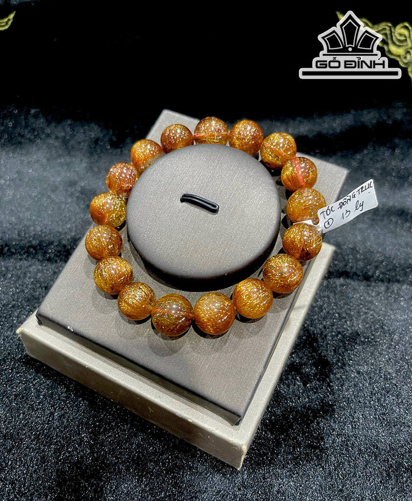 Vòng Tay Đá Thạch Anh Tóc Vàng Đồng Trục Đường Kính Hạt 13 (mm) 47,19g