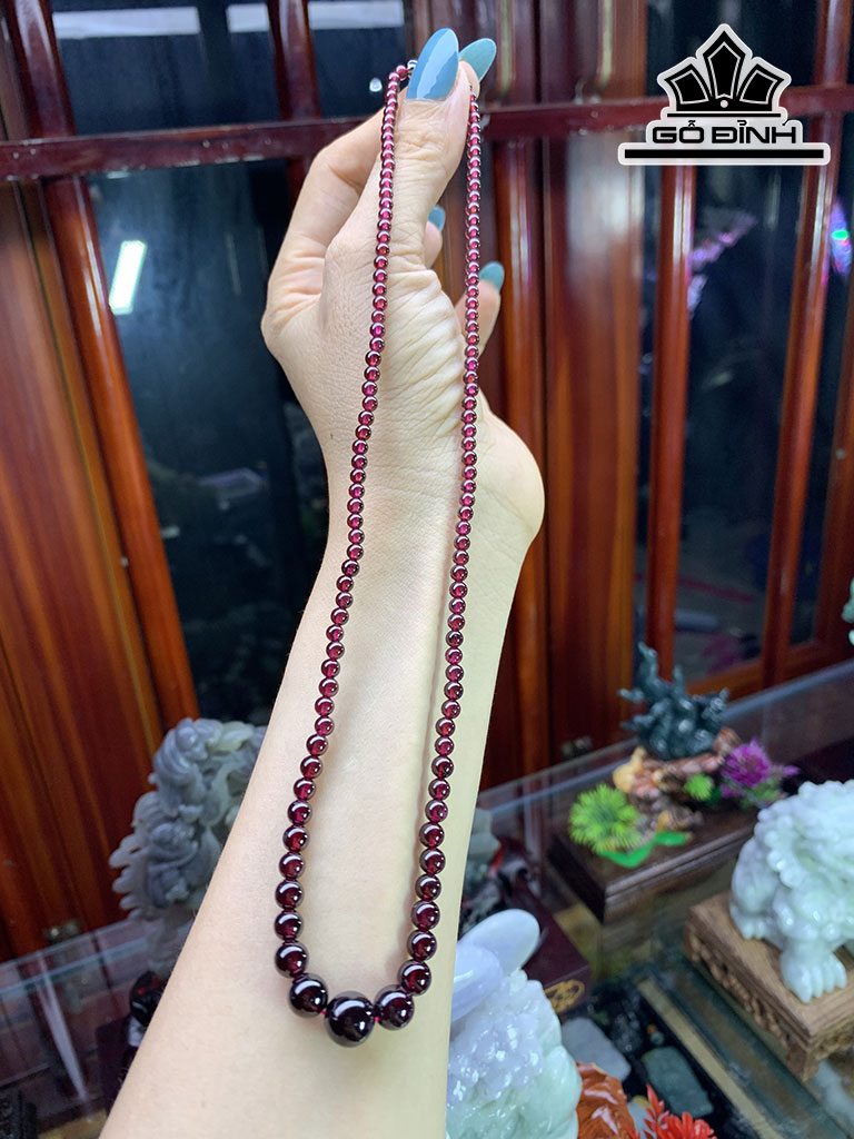 Chuỗi Đá Garnet Đường Kính Hạt 3,3 - 8,8 (mm) 18,6g
