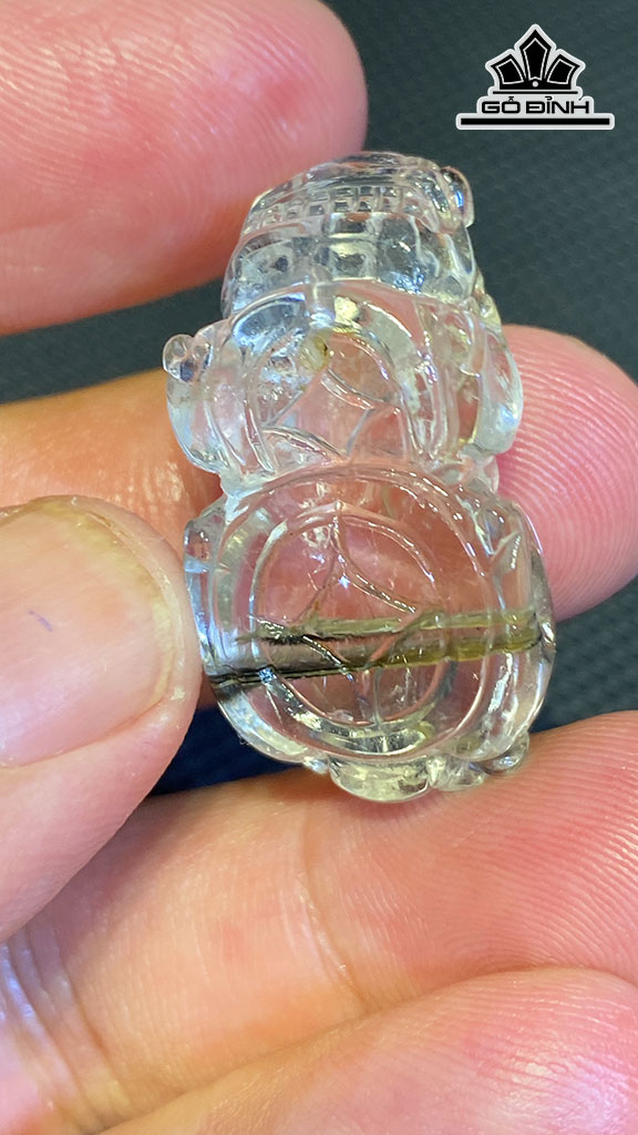 Mặt Dây Chuyền Tỳ Hưu Đá Thạch Anh Tóc Bạch Kim Cao 32 Ngang 17 Sâu 11 (mm) 9,6g