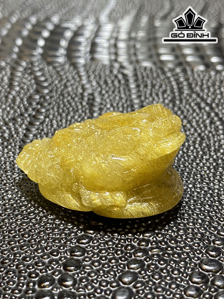 Tác Phẩm Thiềm Thừ Đá Thạch Anh Tóc Vàng Nâu Cao 40,5 Ngang 35,6 Sâu 20 (mm) 30,4g