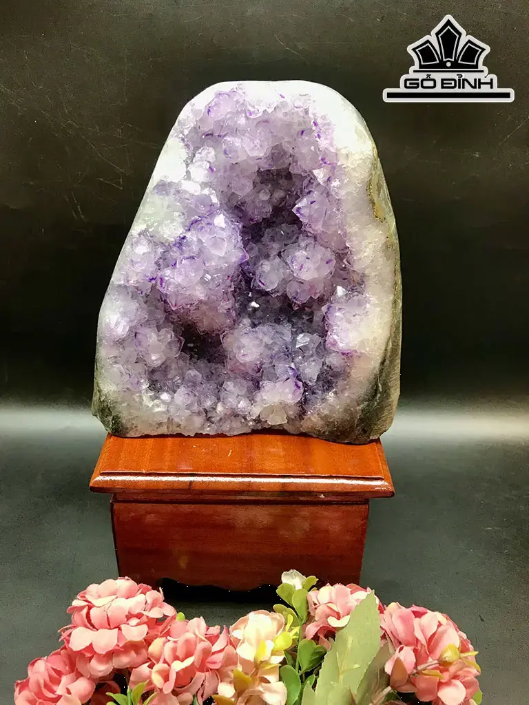 Tinh Thể Đá Thạch Anh Tím Nổi Hoa Cao 16 Ngang 15,8 Sâu 9,5 (cm) 6kg