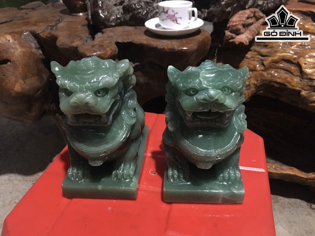 Đôi Kỳ Lân Đá Thạch Anh Xanh Cao 12 Ngang 7,5 (cm) 3,2kg