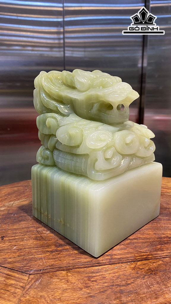 Ấn Rồng Đá Onyx Xanh Cao 18 Ngang 11 (cm) 3,98kg