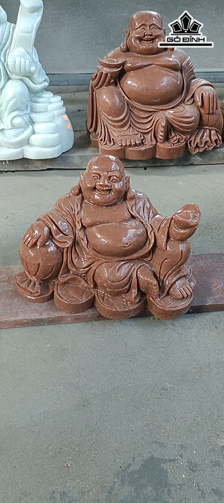 Tượng Di Lặc Đá Canxit Đỏ Cao 23 Ngang 32 (cm) 11kg