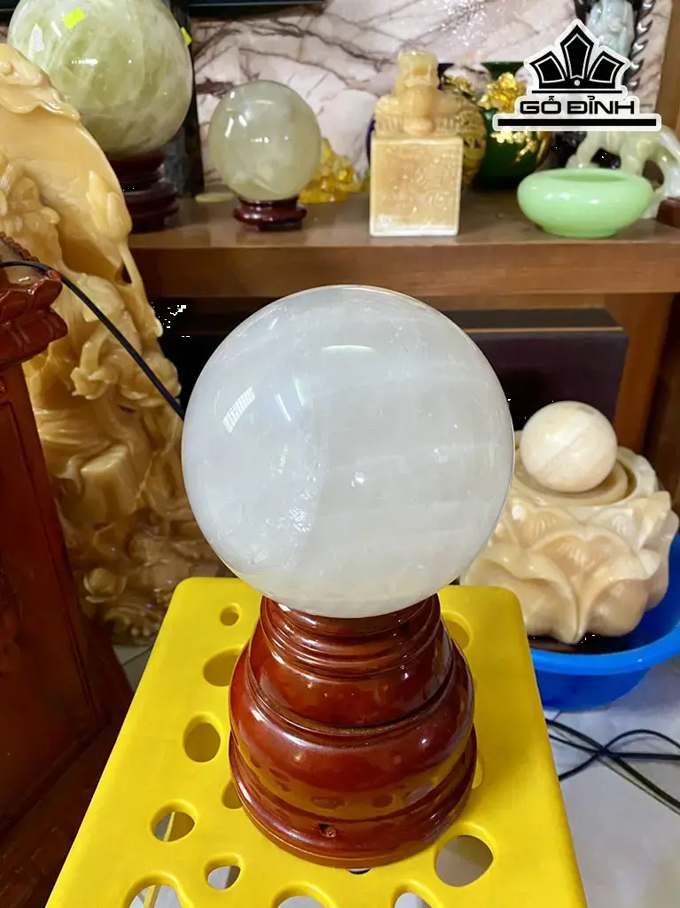 Bi Cầu Đá Thạch Anh Trắng Cùi Dừa Đường Kính Hạt 12,5 (cm) 3,21kg