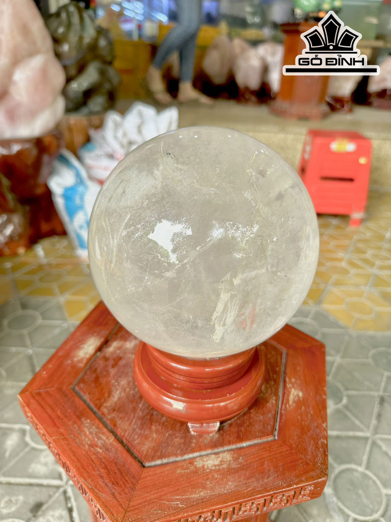 Bi Cầu Đá Thạch Anh Trắng Đường Kính Hạt 15 (cm) 5,8kg