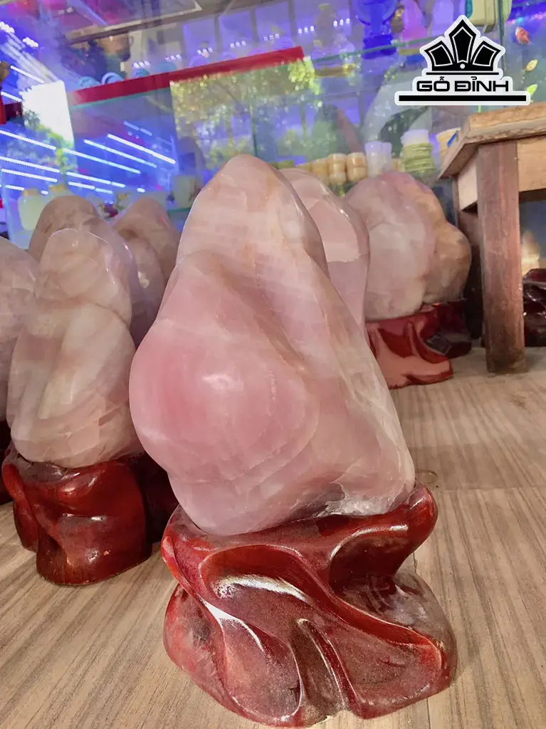 Đá Cảnh Đá Thạch Anh Hồng Cao 19 Ngang 38 (cm) 8,9kg