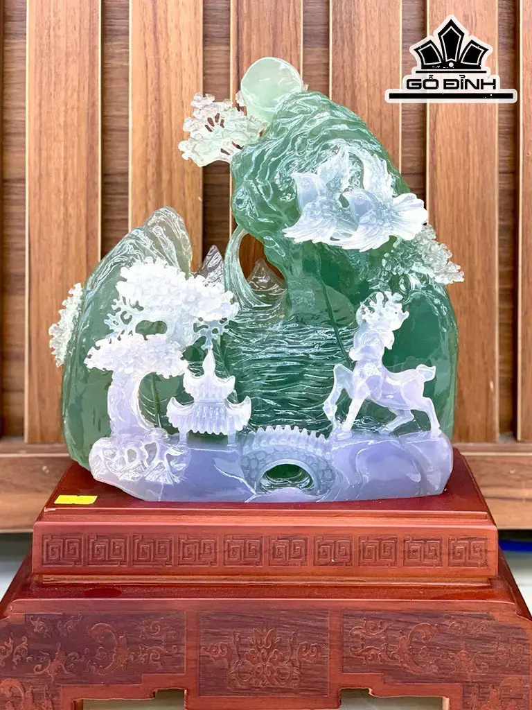 Tác Phẩm Phong Cảnh Đá Flourite Cao 39 (cm) 8,8kg Riêng Đá Cao 27 Ngang 24 9cm) 7,5kg