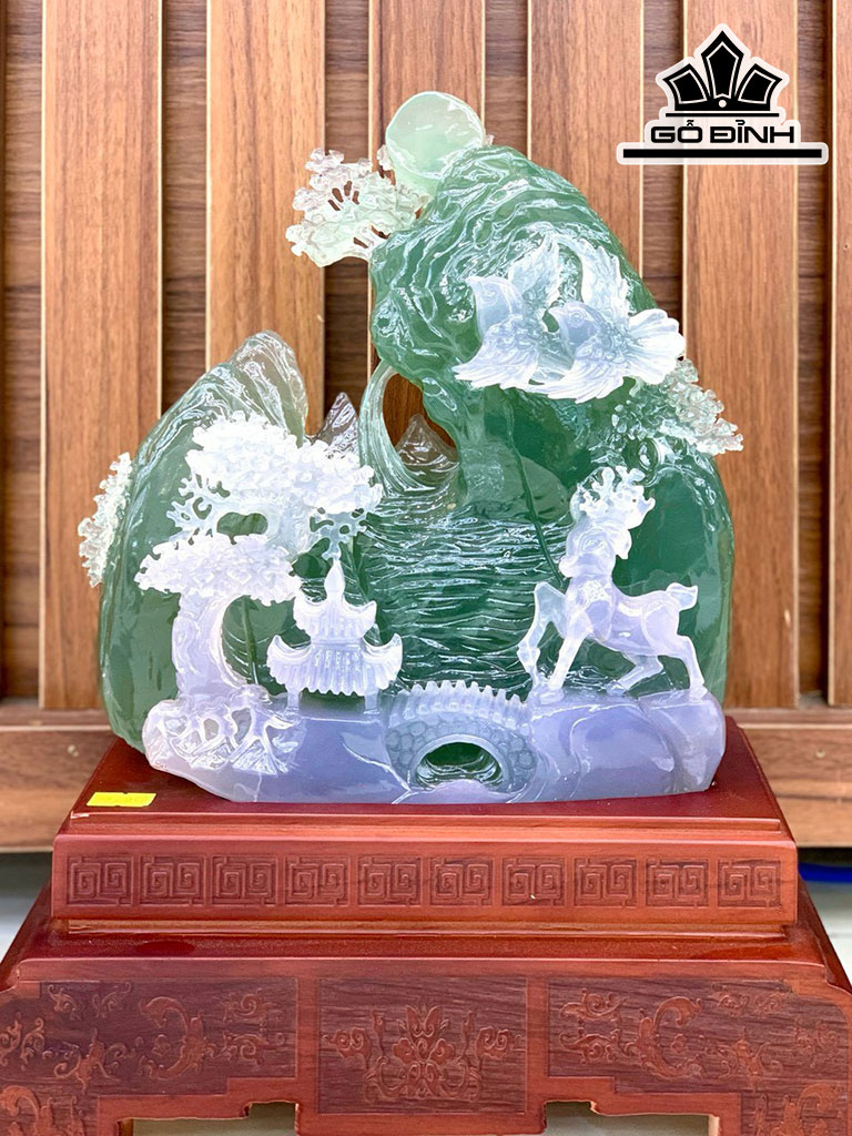 Tác Phẩm Phong Cảnh Đá Flourite Cao 39 Ngang 30 (cm) 8,8kg Riêng Đá Cao 27 Ngang 24 (cm) 7,5kg