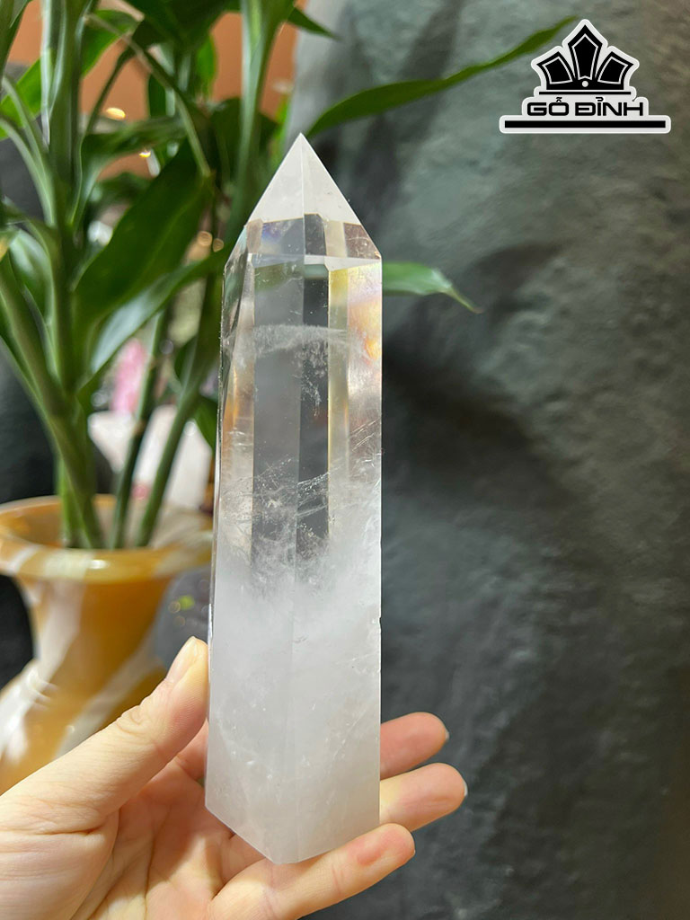 Nhất Trụ Đá Thạch Anh Trắng Cao 16,5 Ngang 5,5 (cm) 677g