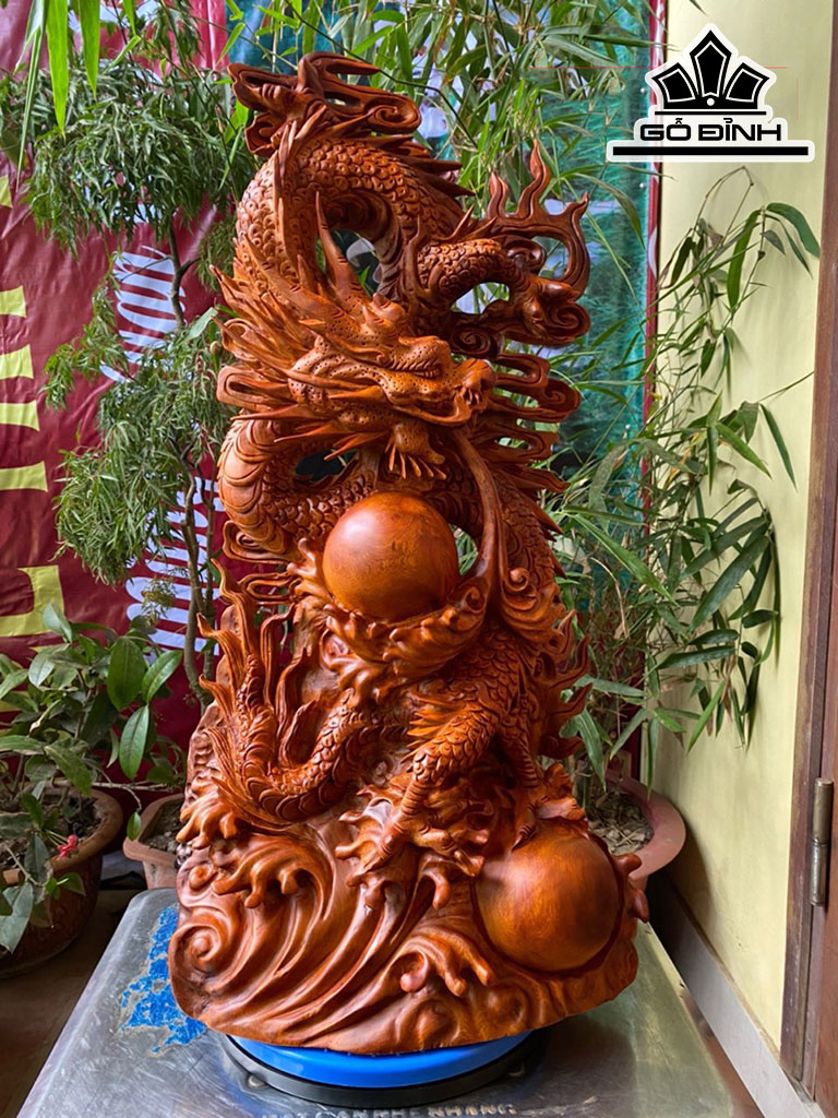 Tượng Nhất Long Gỗ Hương Cao 66 Ngang 33 Sâu 19 (cm)