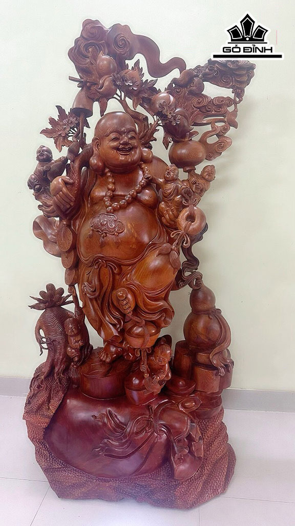 Tượng Phật Di Lặc Ngũ Phúc Gỗ Hương Cao 176 Ngang 98 Sâu 68 (cm)
