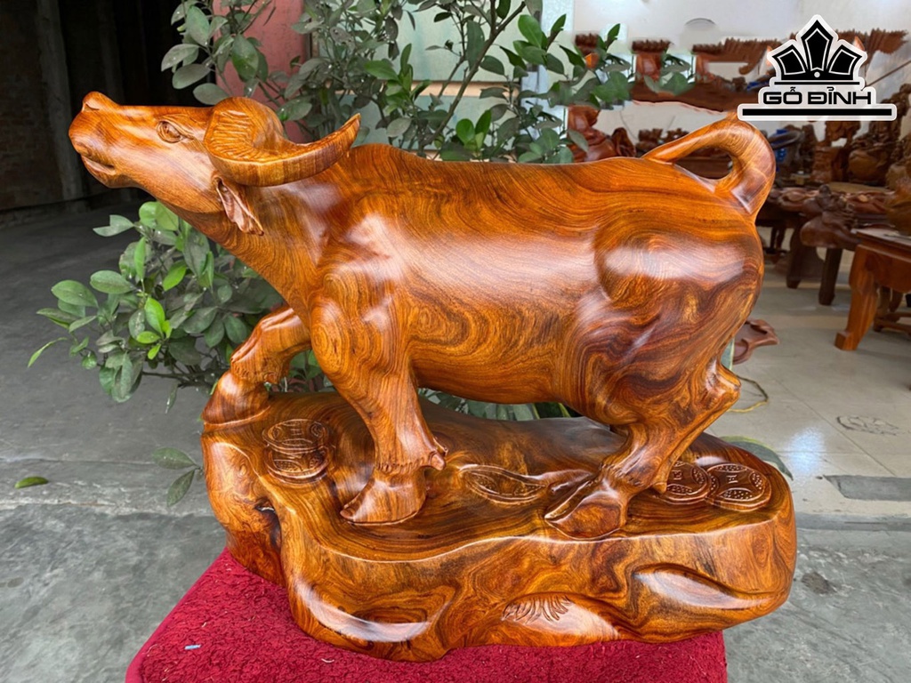 Tượng Trâu Gỗ Hương Cao 37 Ngang 50 Sâu 24 (cm)