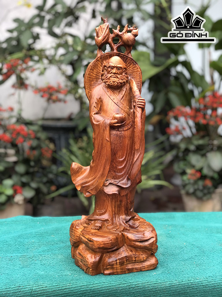 Tượng Đạt Ma Giáo Hóa Gỗ Hương Cao 52 Ngang 16 Sâu 14 (cm)