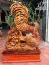 Tượng Gia Đình Gà Gỗ Hương Cao Cả Kỷ 92 Riêng Tượng 77 Ngang 62 Sâu 33 (cm)