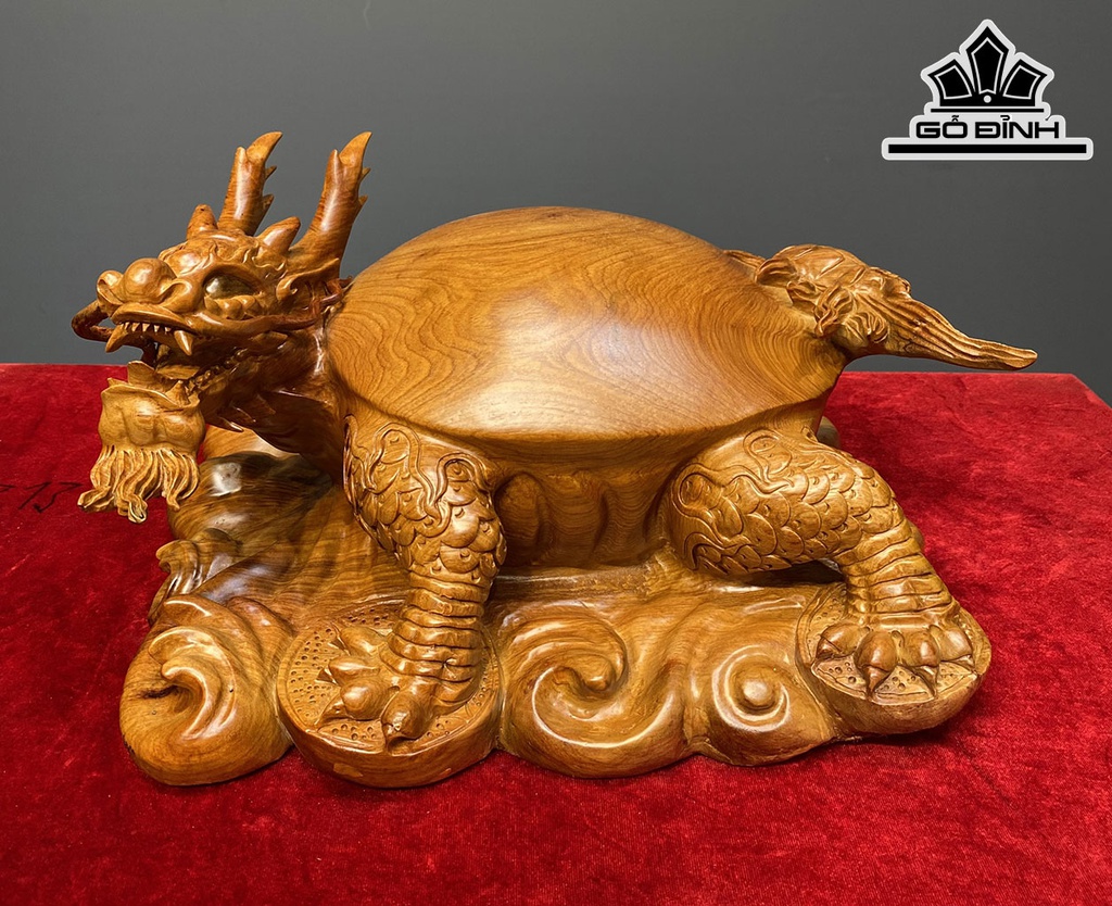 Tượng Long Quy Gỗ Hương Cao 19 Ngang 36 Sâu 30 (cm)