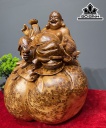 Tượng Phật Di Lặc Ngự Bao Tiền Gỗ Nu Ngọc Am Cao 38 Ngang 31 Sâu 28 (cm)
