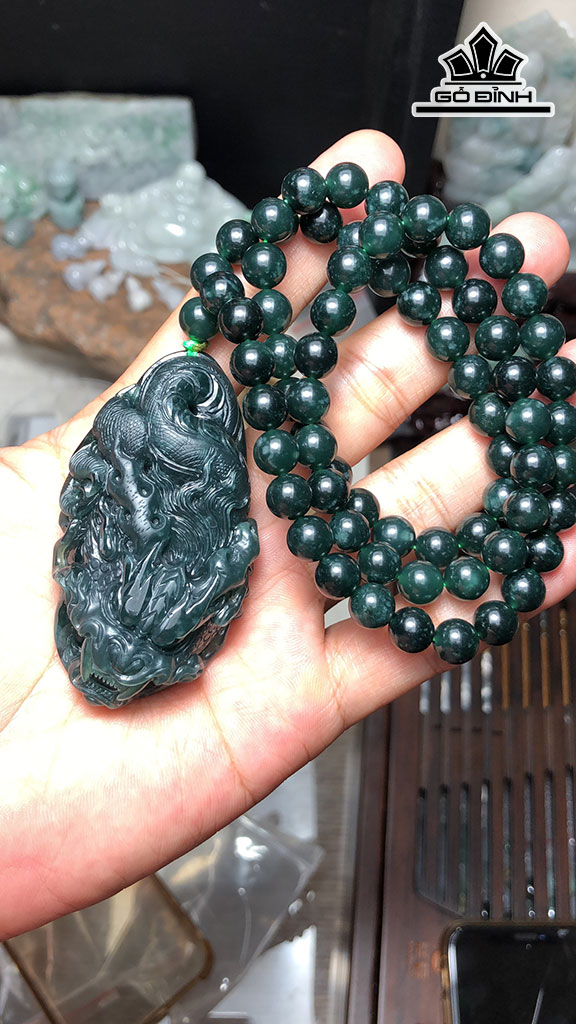 Chuỗi Rồng Đá Cẩm Thạch Cao 69 Ngang 36,8 Sâu 20 (mm) 152g