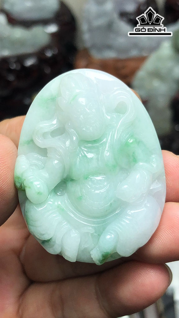 Mặt Dây Chuyền Hoàng Thần Tài Đá Cẩm Thạch Cao 50 Ngang 38,8 Sâu 12,6 (mm) 40g