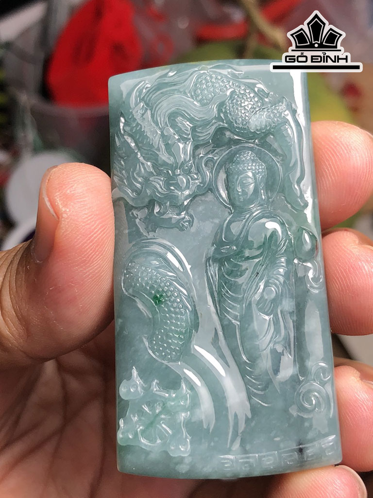 Mặt Dây Chuyền Phật Đá Cẩm Thạch Cao 61,6 Ngang 32,3 Sâu 6 (mm) 29g