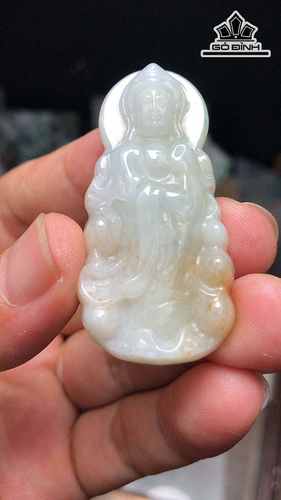 Mặt Dây Chuyền Quan Âm Đá Cẩm Thạch Cao 49,4 Ngang 25,2 Sâu 7,4 (mm) 17g