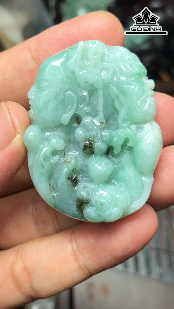 Mặt Dây Chuyền Thiện Ác Đá Cẩm Thạch Cao 46 Ngang 35 Sâu 12,6 (mm) 41g