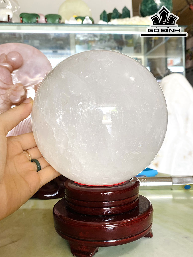 Bi Cầu Đá Thạch Anh Trắng Đường Kính 14,5 (cm) 4,72kg