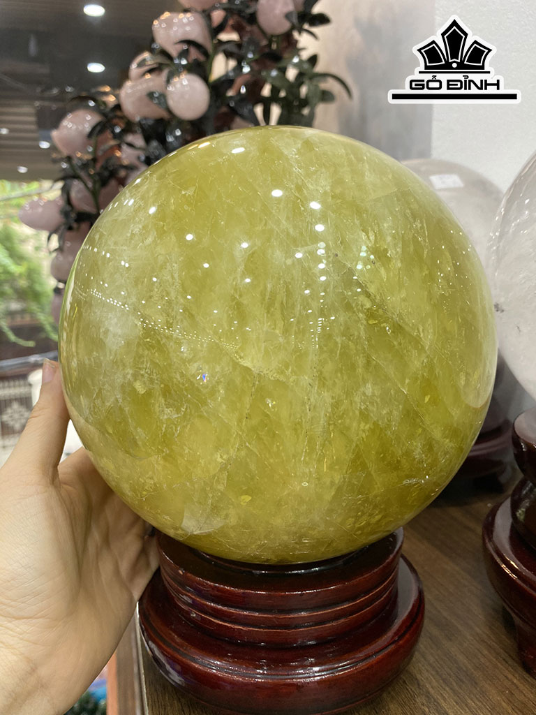 Bi Cầu Đá Thạch Anh Vàng Đường Kính 17 (cm) 8,45kg