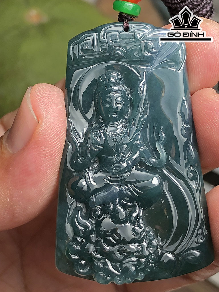 Mặt Dây Chuyền Văn Phù Đá Cẩm Thạch Cao 52,8 Ngang 32 Sâu 5,6 (mm) 20g