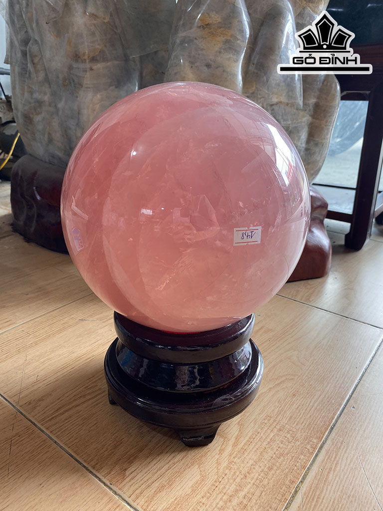 Bi Cầu Đá Thạch Anh Hồng Đường Kính 22 (cm) 14,8kg