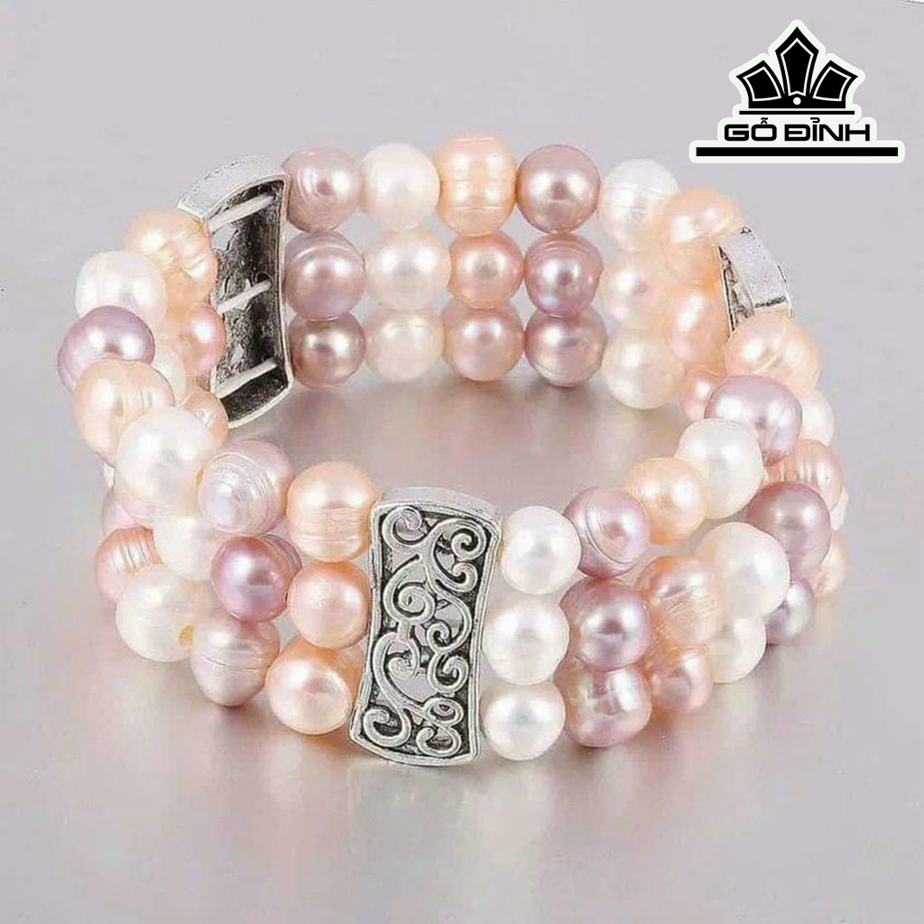 Vòng Tay Ngọc Trai Ovan Kết 3 Vòng Size 7-8 li