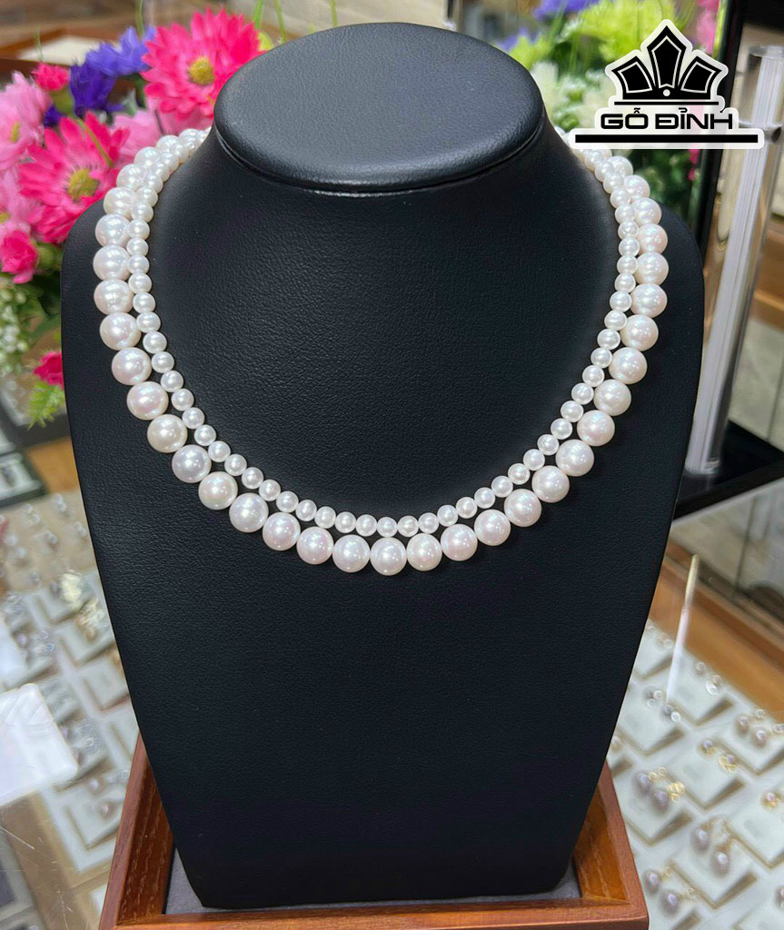 Vòng Cổ Ngọc Trai Kết 2 Vòng Size 5-9 li