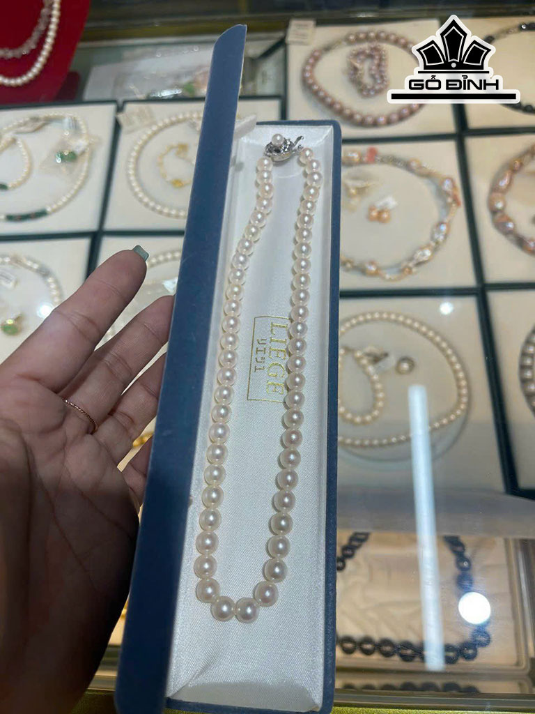 Vòng Cổ Ngọc Trai Akoya Trắng Size 7.8 - 8 Li