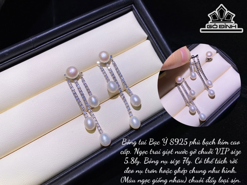 Bông Tai Ngọc Trai Giọt Nước Size 5,8 Li