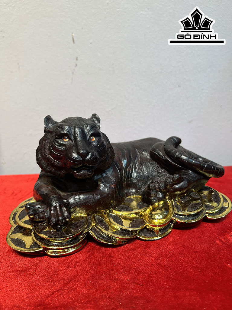 Tượng Hổ Phong Thủy Gỗ Trắc Cao 13 Ngang 27 Sâu 16 (cm)