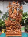 Tượng Gia Đình Gà Gỗ Ngọc Am Cao 114 Ngang 54 Sâu 20 (cm)