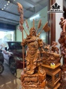 Tượng Quan Công Chống Đao Gỗ Hương Cao 70 Ngang 28 Sâu 18 (cm)