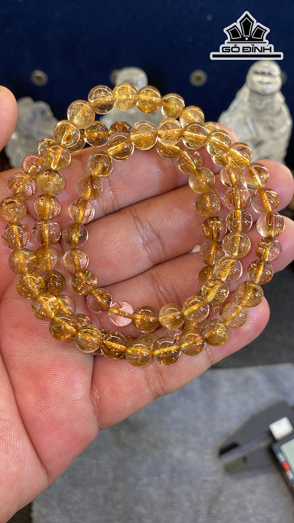 Chuỗi Đá Thạch Anh Tóc Vàng Nâu Đường Kính 7,1 (mm) 39g