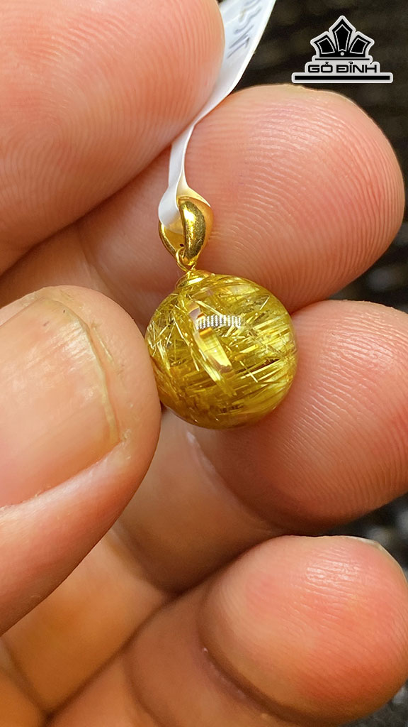 Mặt Dây Chuyền Bi Cầu Đá Thạch Anh Tóc Vàng Đường Kính 10,9 (mm) 1,9g