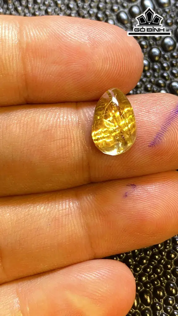 Mặt Dây Chuyền Đá Thạch Anh Tóc Vàng Cao 13 Ngang 8,6 Sâu 6 (mm) 1g