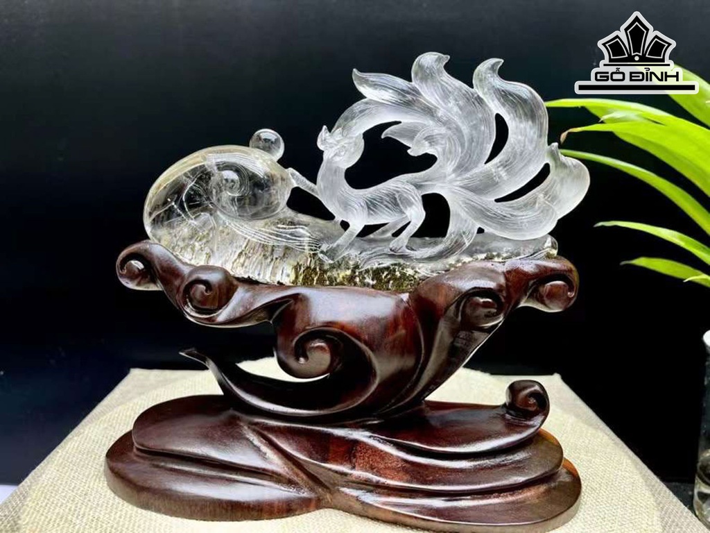 Tác Phẩm Hồ Ly Đá Thạch Anh Ưu Linh Cao 198 Ngang 93 Sâu 39 (mm) 368g