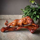 Tượng Hổ Phong Thủy Gỗ Hương Cao 28 Ngang 61 Sâu 19 (cm)
