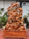 Tượng Phật Di Lặc Ngũ Phúc Vác Đào Gỗ Hương Cao Cả Kỷ 142 Riêng Tượng 112 Ngang 82 Sâu 35 (cm)