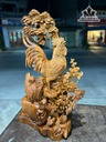 Tượng Gia Đình Gà Gỗ Ngọc Am Cao 104 Ngang 52 Sâu 23 (cm)