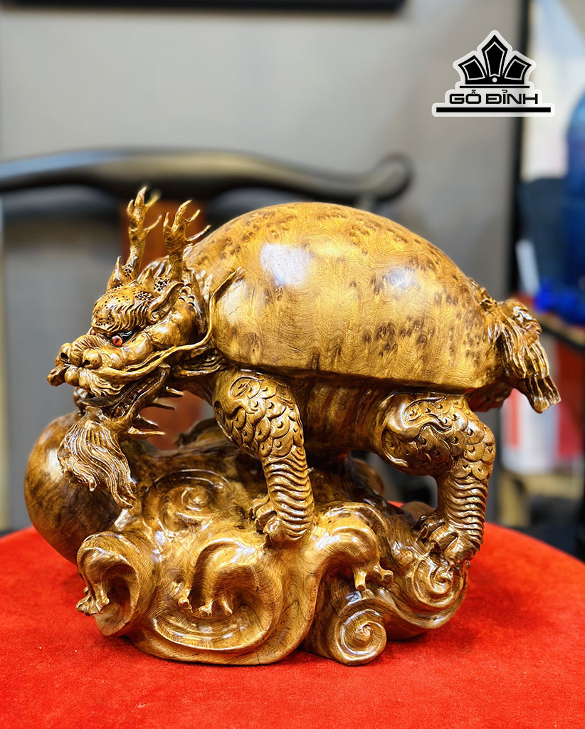 Tượng Long Quy Gỗ Nu Ngọc Am Cao 26 Ngang 29 Sâu 18 (cm)