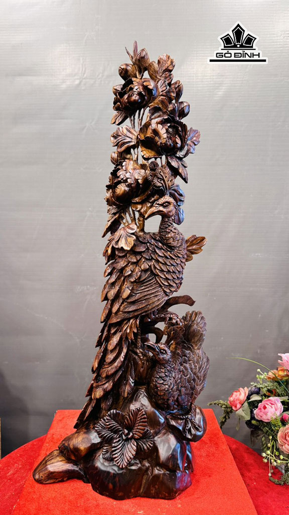 Tượng Phu Thê Viên Mãn Gỗ Sưa Cao 67 Ngang 26 Sâu 15 (cm)