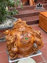 Tượng Tam Cóc Trấn Chum Tiền Gỗ Nu Hương Cao 43 Ngang 46 Sâu 46 (cm)